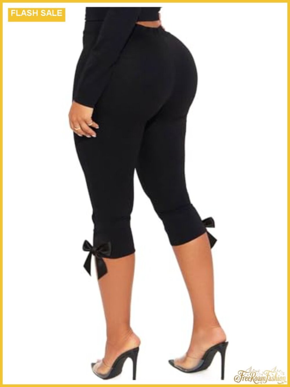 Y2K High Waisted Capri Leggings Cute Bow Tie Cropped Pants for Women